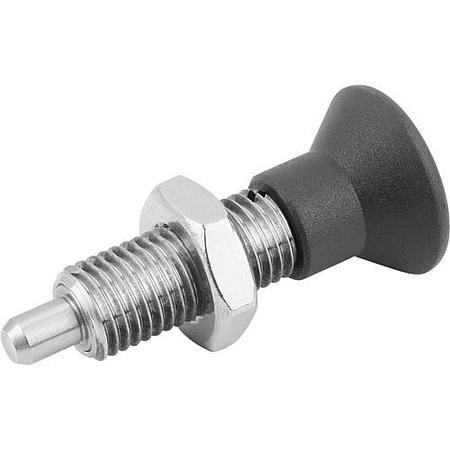 KIPP Indexing Plungers without collar, ext. locking pin, Style H, metric K0633.212903